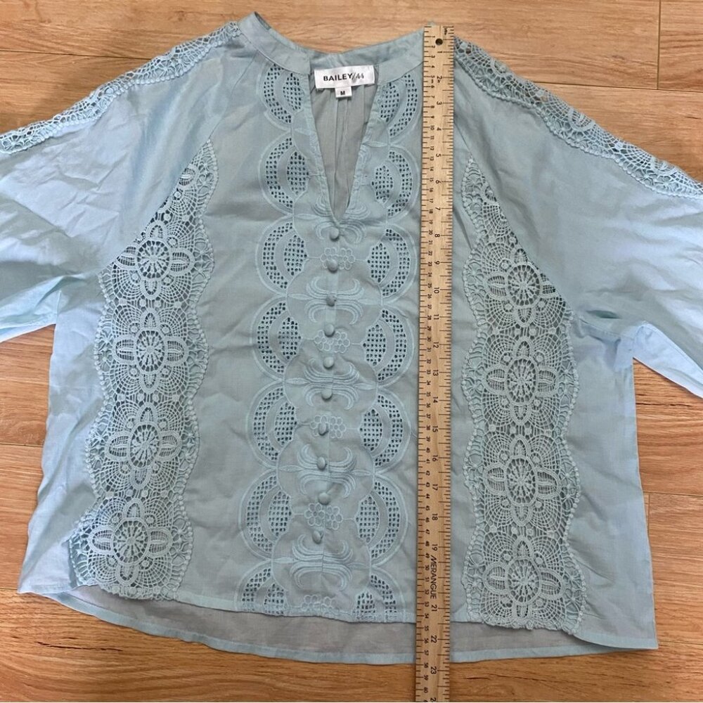 Bailey 44 Light Blue Lace Detail Women's Top - Picture 9 of 12